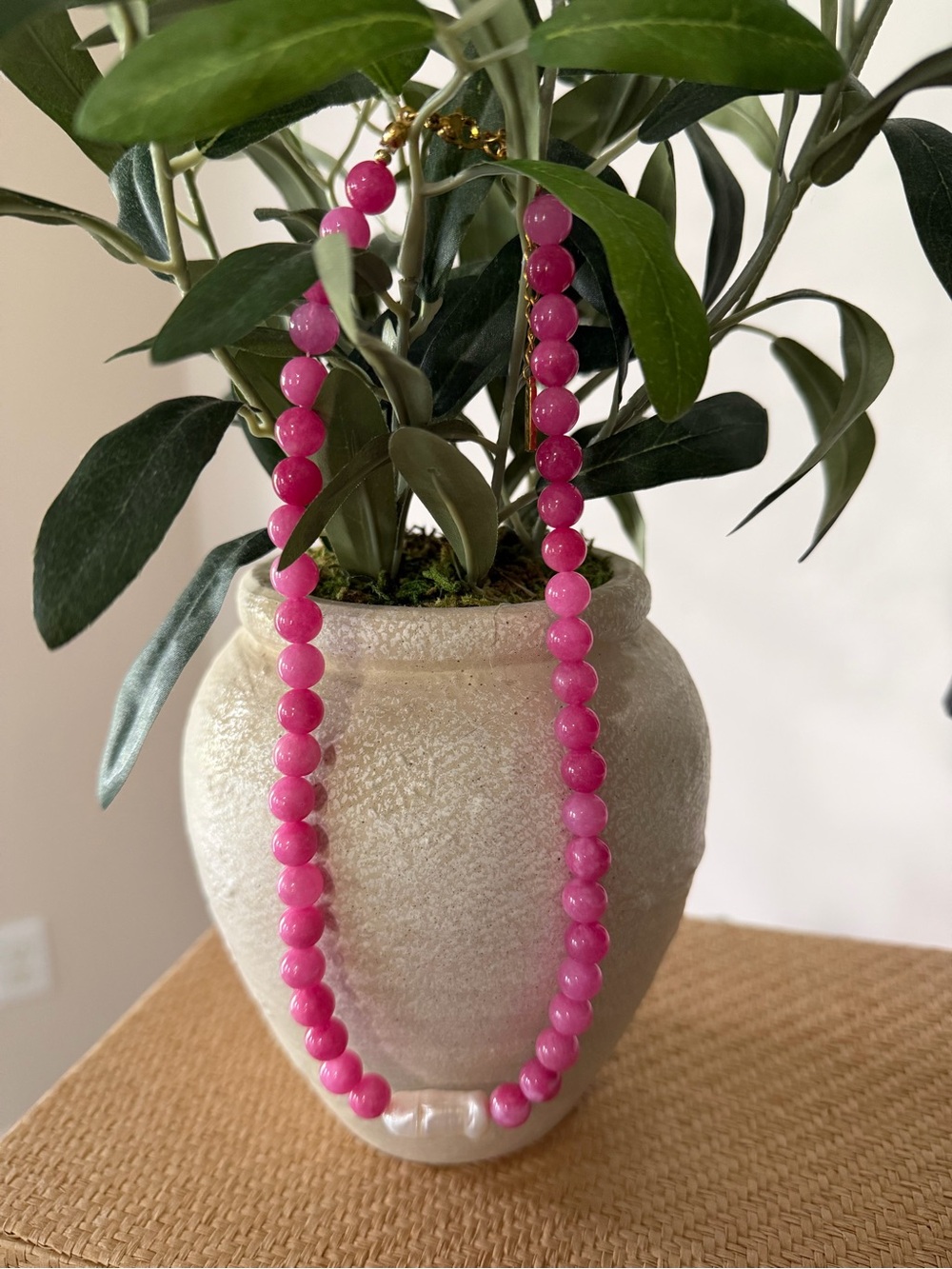 Pink Beaded Necklace - Elegant Women’s Necklace